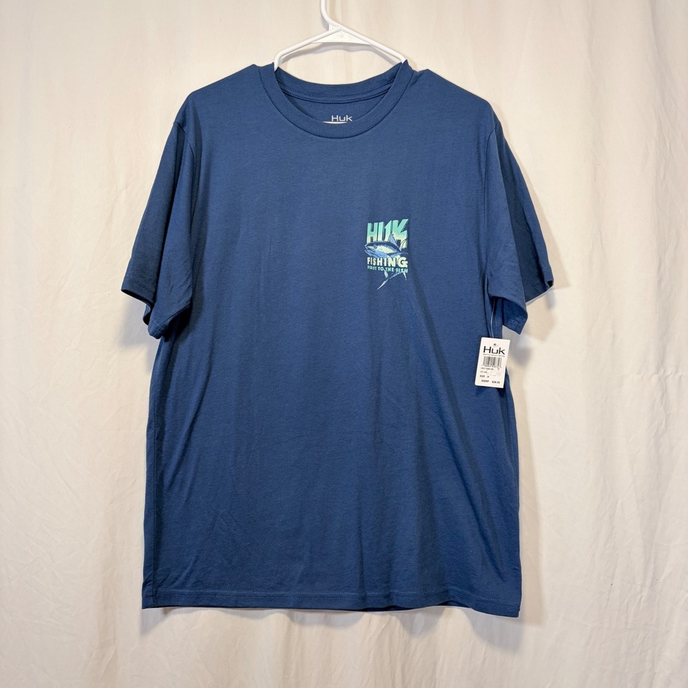 Huk T-Shirt First Tuna‎ Tee Blue Graphic Fishing Short Sleeve Medium